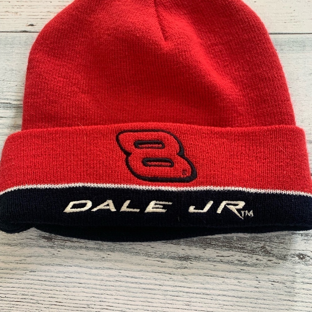 Dale Jr. Budweiser Red and Black  Beanie Hat NASCAR Unisex